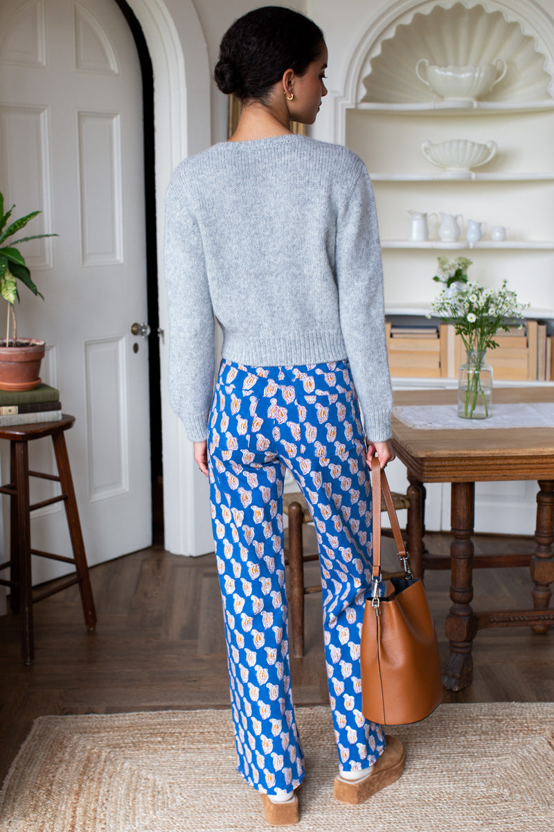 Everyday Pant - Blue Paisley Flowers Organic