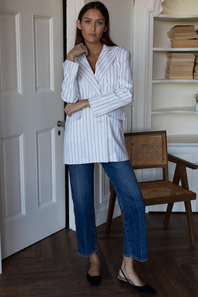 Julius Blazer - Ivory Charcoal Pinstripe - Emerson Fry