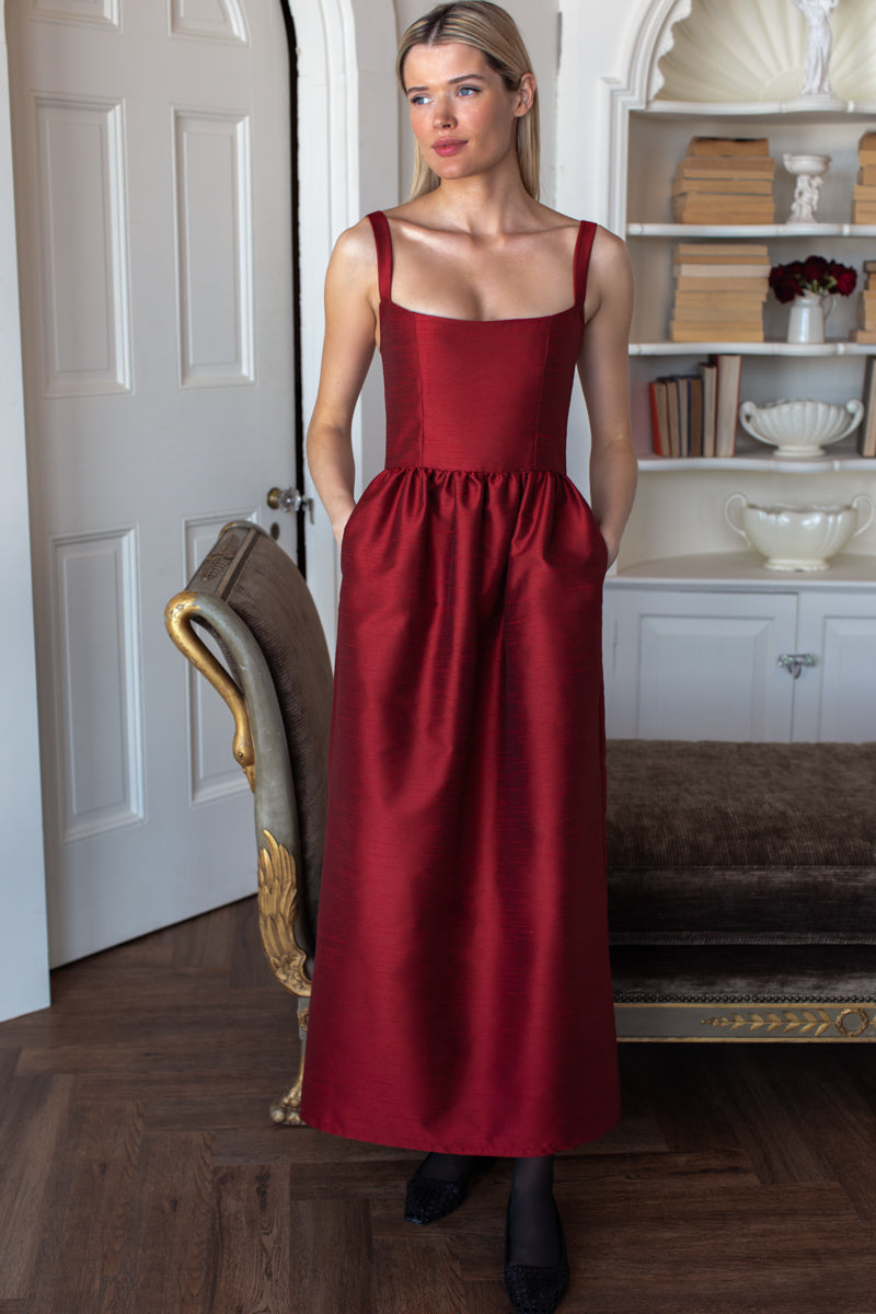 Jour Maxi Dress - Rouge Shantung