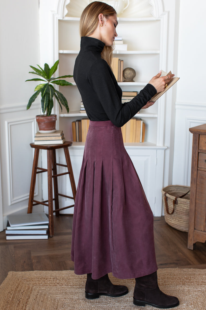 Atelier Pleated Maxi Skirt - Bitter Chocolate