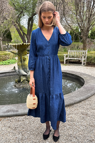 indigo dress Cheyenne Scallop Denim Mini Dress / Indigo Blue | MESHKI