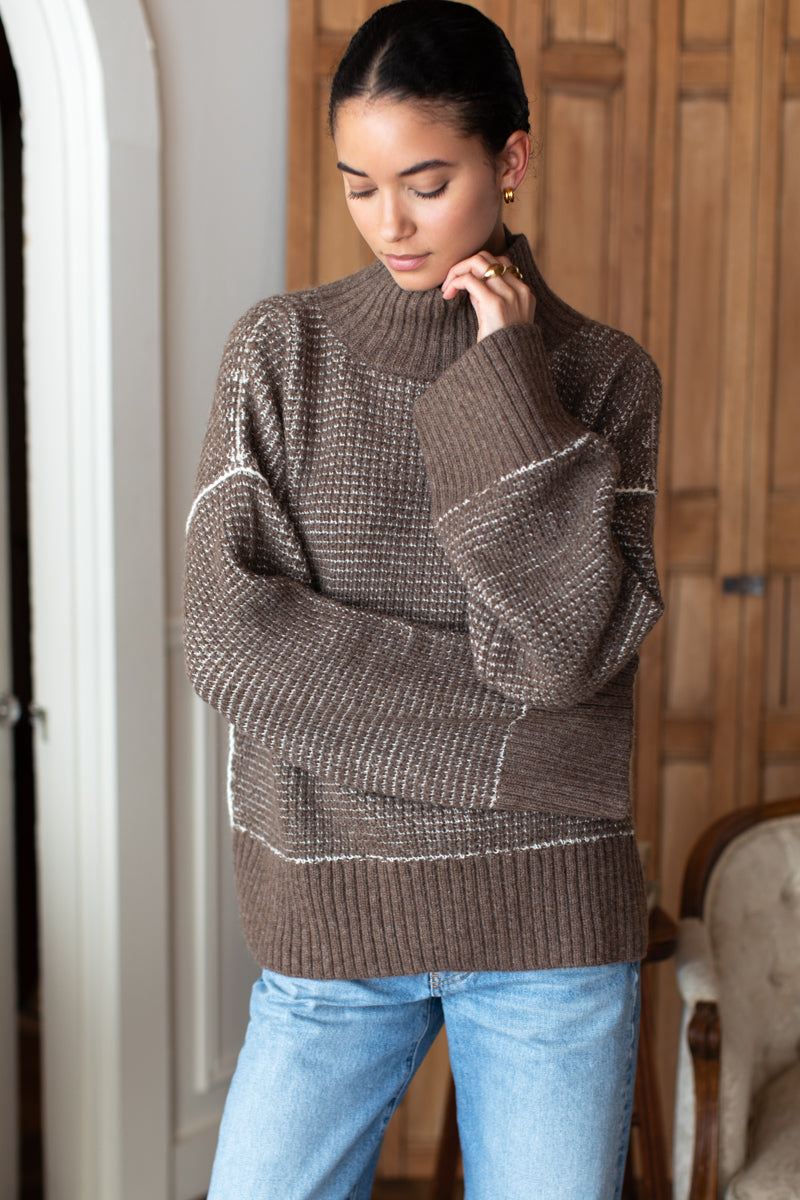 Celeste Funnel Neck Sweater - Cocoa Melange