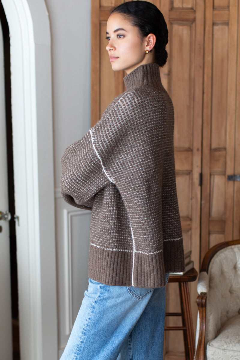 Celeste Funnel Neck Sweater - Cocoa Melange