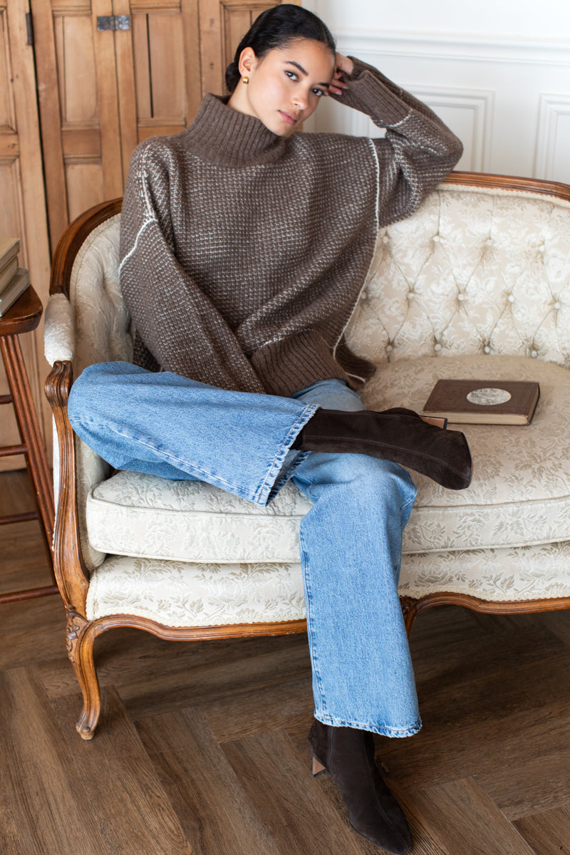 Celeste Funnel Neck Sweater - Cocoa Melange