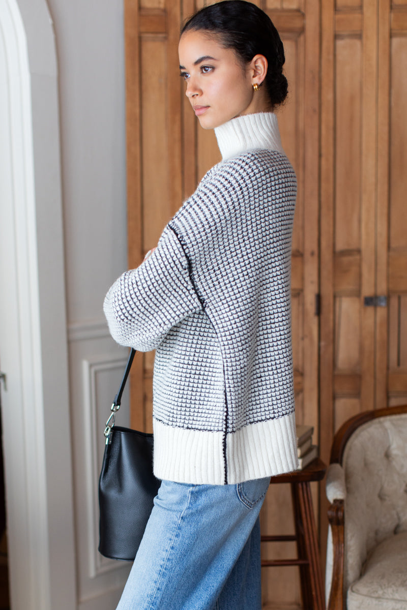 Celeste Funnel Neck Sweater - Ivory Melange