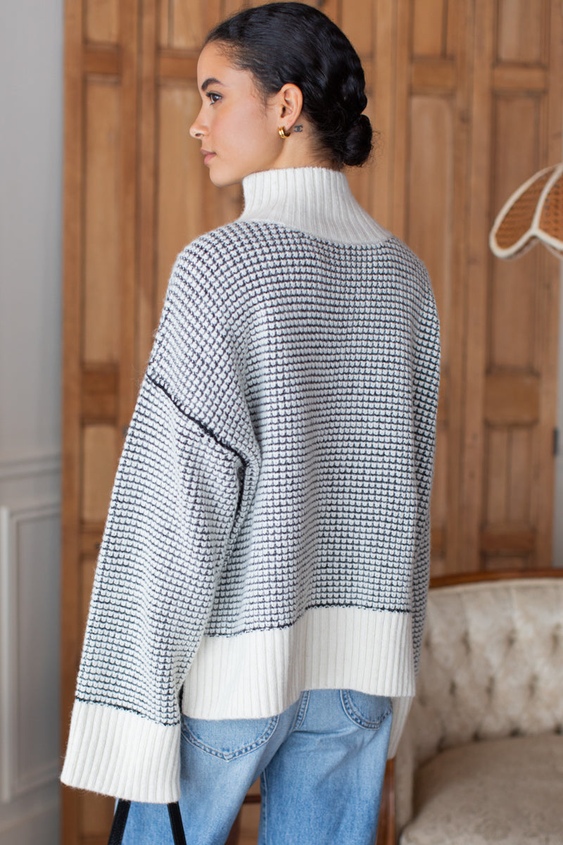 Celeste Funnel Neck Sweater - Ivory Melange