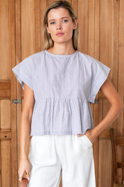 Dolman Peplum Top - James Stripe - Emerson Fry