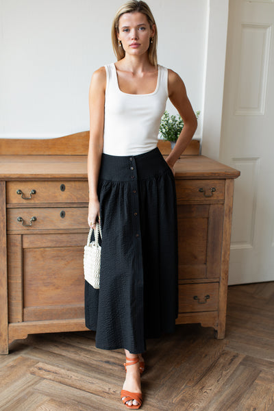 Elina Skirt - Black Seersucker - Emerson Fry