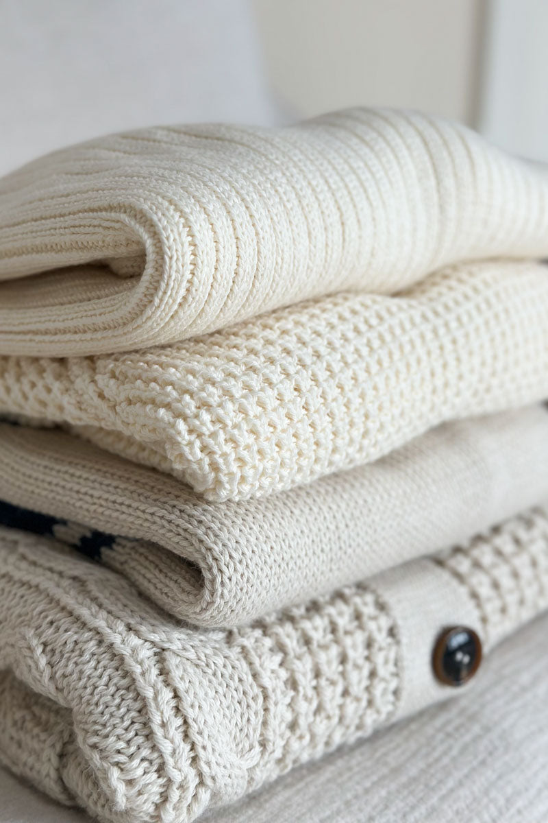 Fair Isle Crewneck - Ivory + Cobalt Blue Alpaca