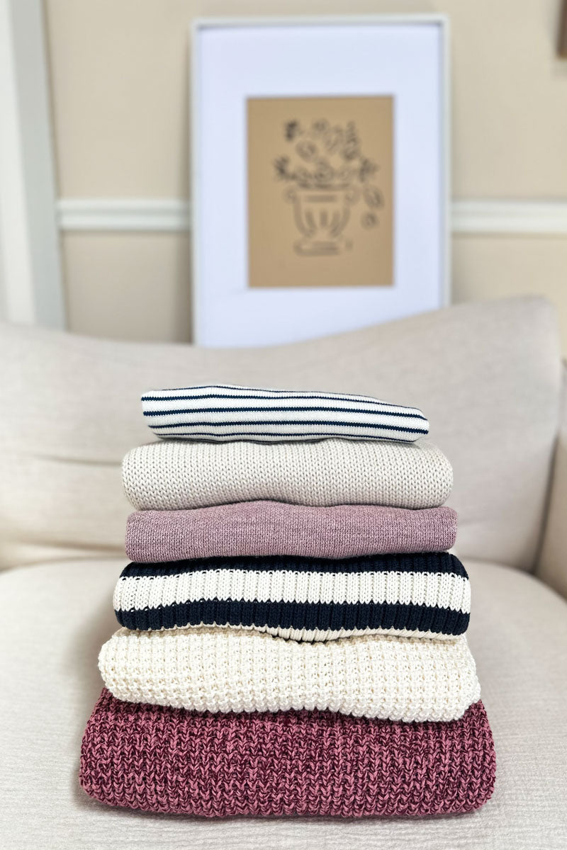 Ryan Heavy Sweater - Marled Dusty Rose + Merlot Organic