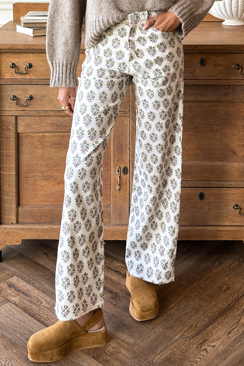 Everyday Pant - Library Flowers Parchment Organic