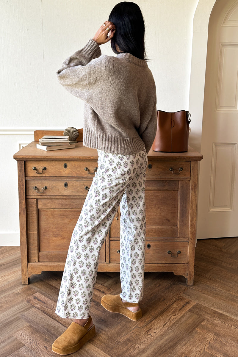 Everyday Pant - Library Flowers Parchment Organic