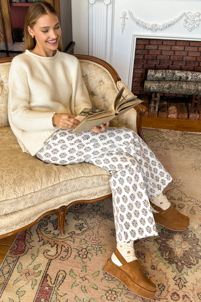 Everyday Pant - Library Flowers Parchment Organic