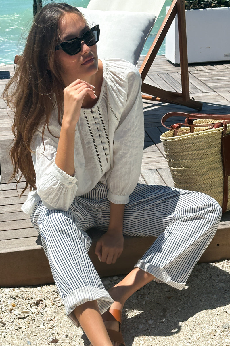 Family Cargo Pant - Indigo Stripe Organic