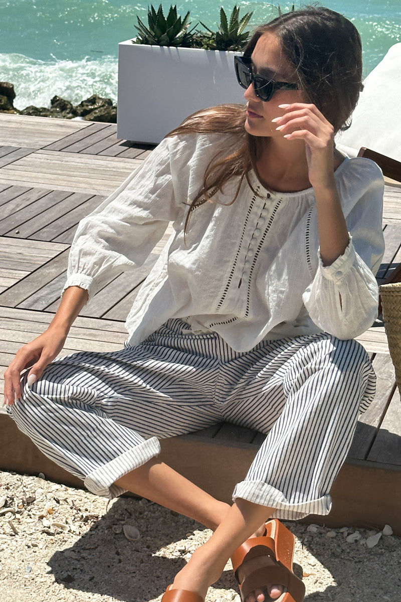 Family Cargo Pant - Indigo Stripe Organic