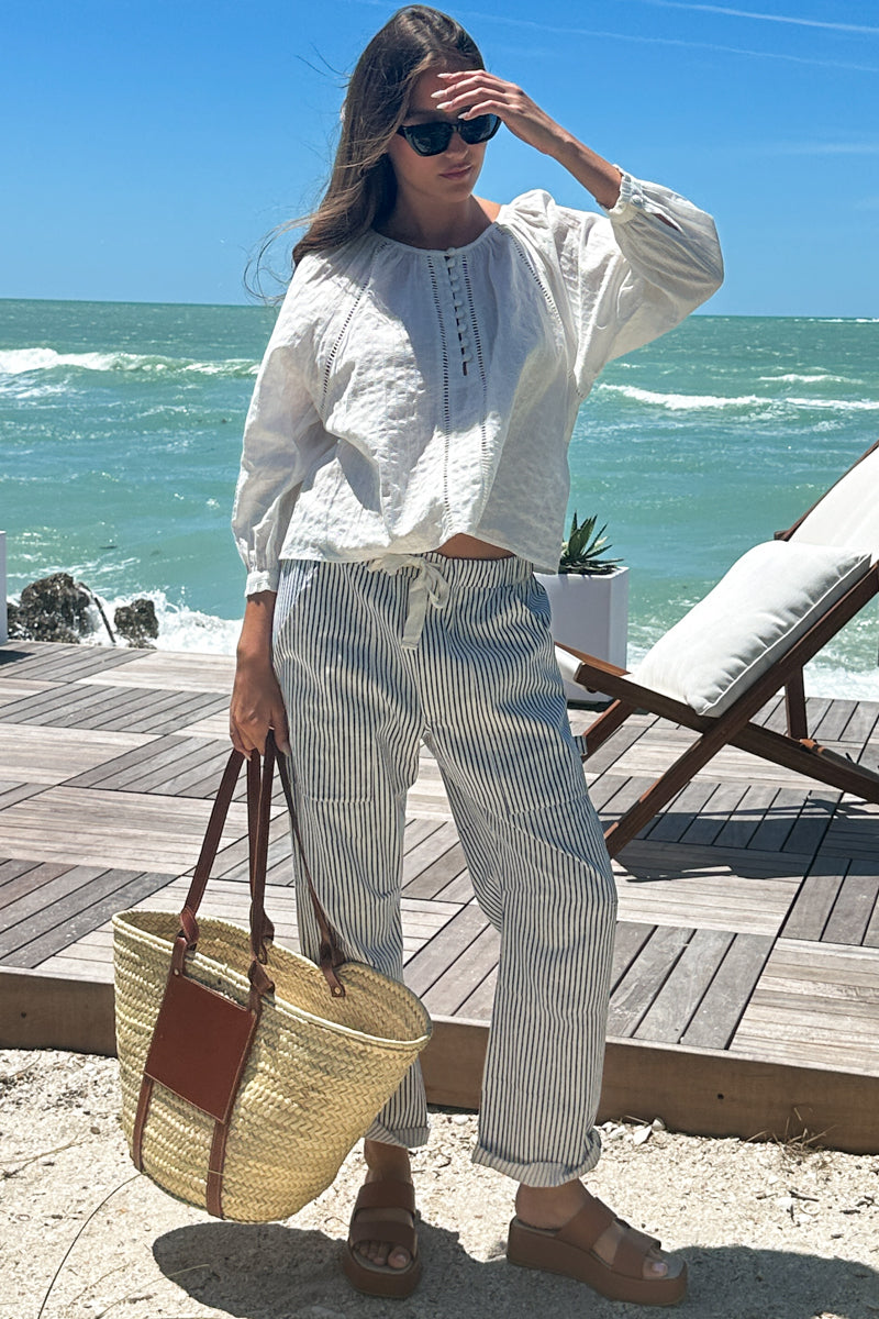 Family Cargo Pant - Indigo Stripe Organic