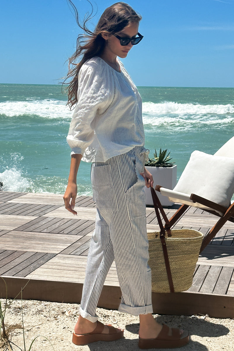 Family Cargo Pant - Indigo Stripe Organic