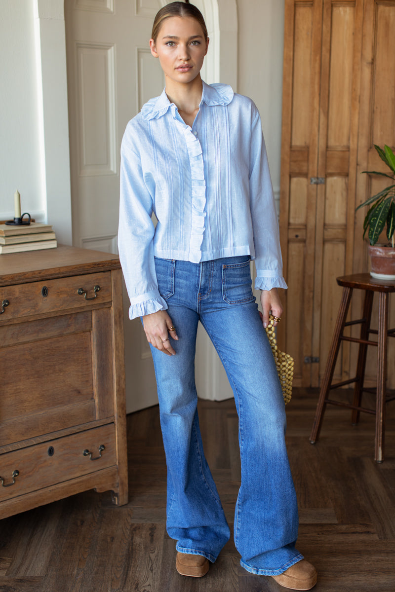 French Heirloom Shirt - Azure Clouds