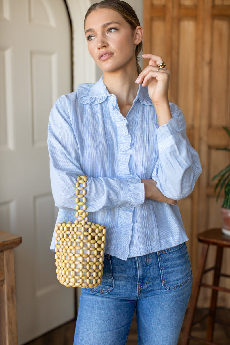 French Heirloom Shirt - Azure Clouds
