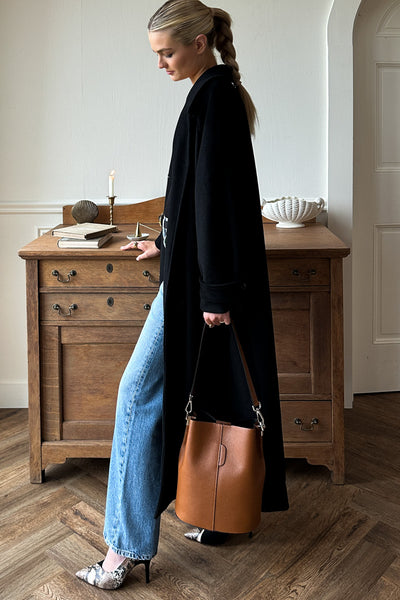 Maxi Overcoat - Black Wool - Emerson Fry