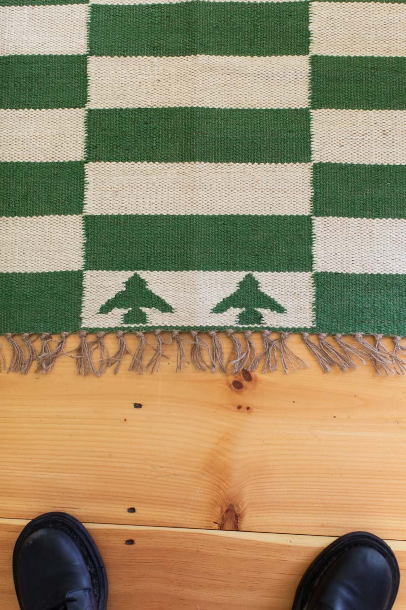 Broken Stripe Rug - Green Jute + Wool