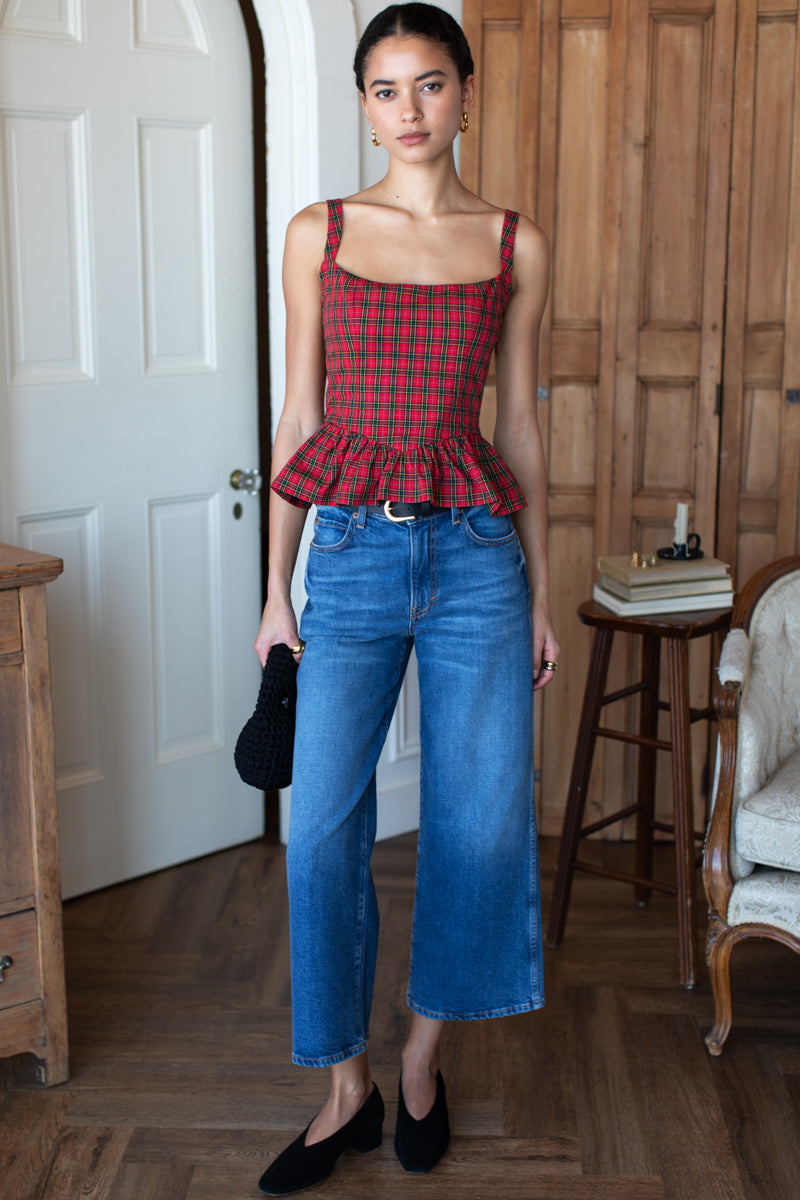 Jour Basque Top - Vivienne Plaid
