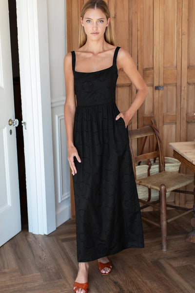 black jacquard midi dress Kelly A-line Jacquard Midi Dress - Black | Occasion Dress in Sizes XXS6X