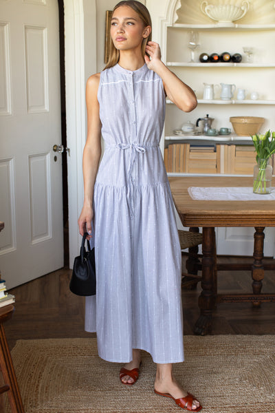 Lucy 4 Basque Sleeveless Dress - James Stripe - Emerson Fry