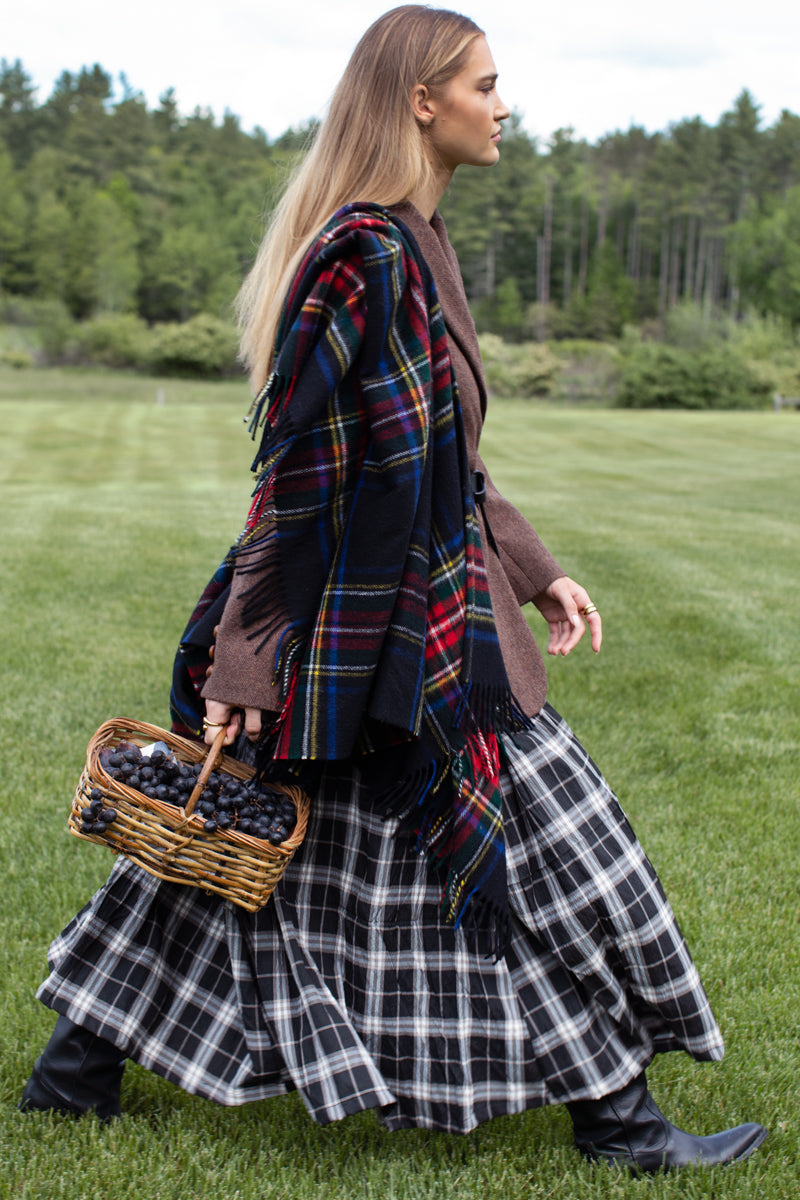 Wide Hem Skirt - Sylvian Plaid Dark