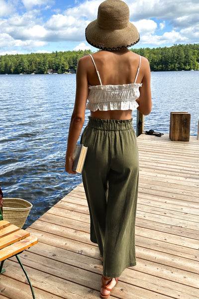Pull On Pocket Pant - Gothic Olive Linen - Emerson Fry