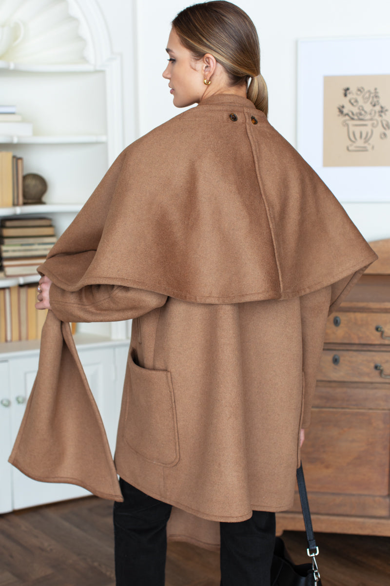 Scarf Coat - Camel Cashmere Wool