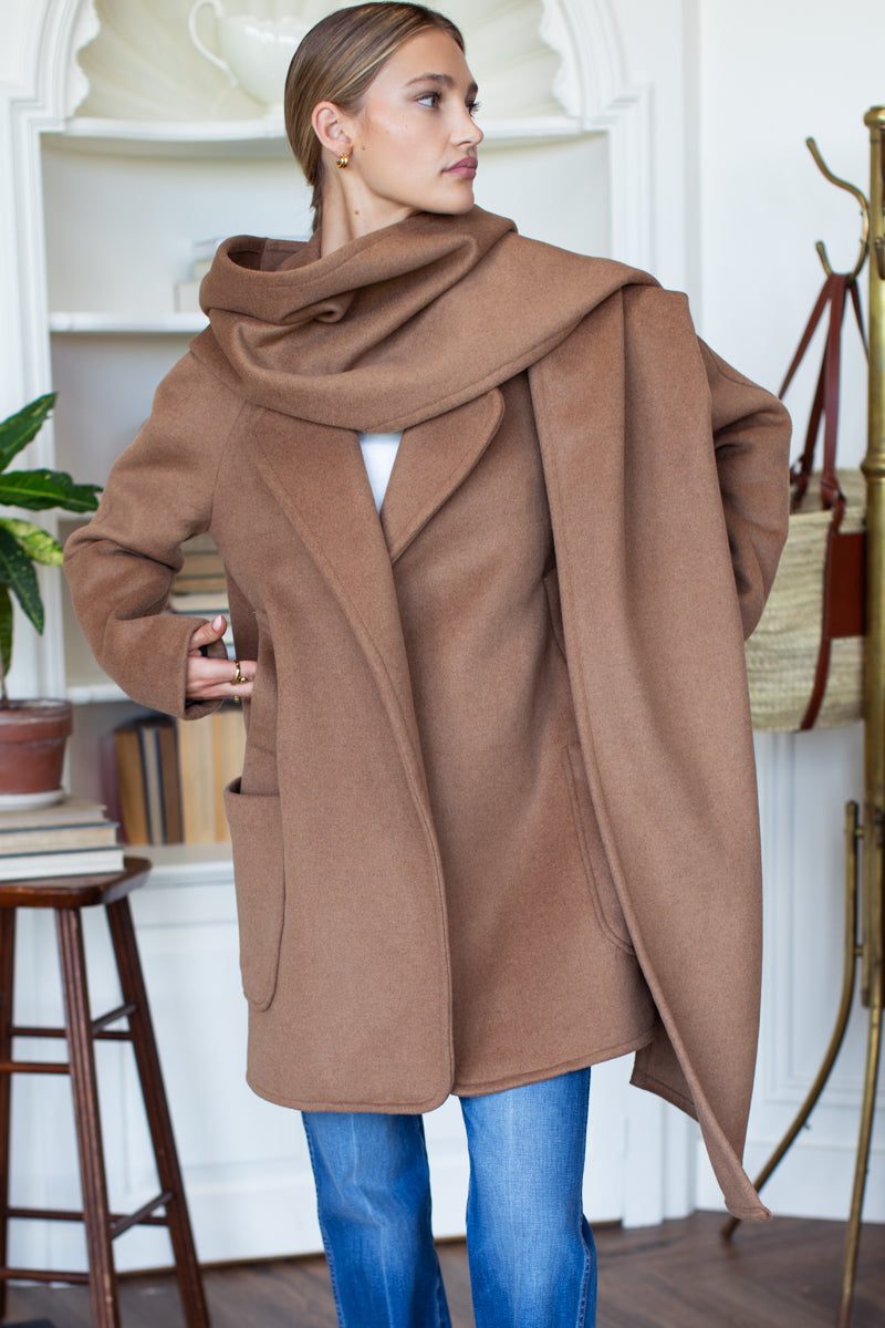 Scarf Coat - Camel Cashmere Wool