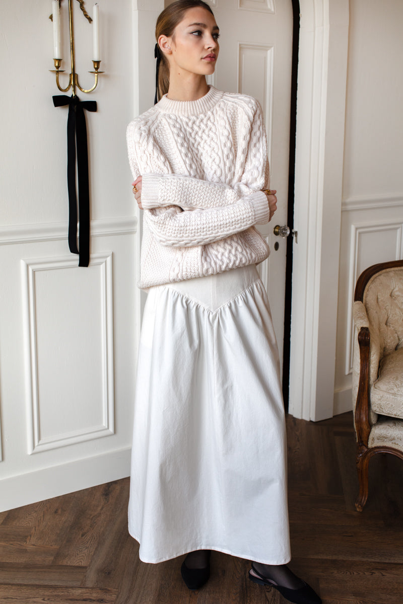 A Line Maxi Skirt - White Swan