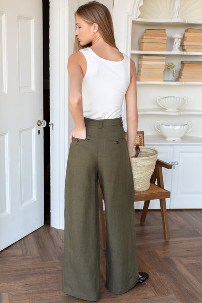 Atelier Pleated Pant 2 - Martini Olive - Emerson Fry