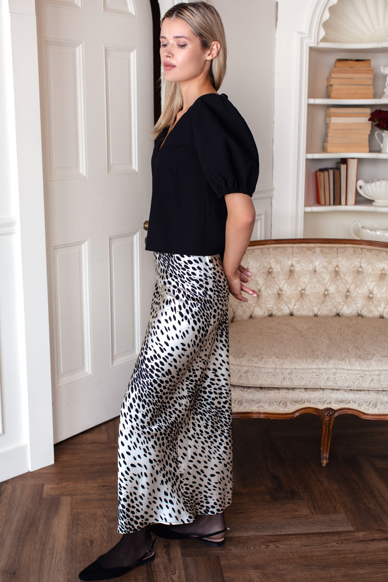 Bias Skirt 2 - Buttercream Tuxedo Spots Leopard