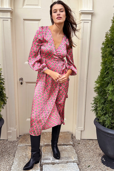 Bishop Sleeve Dress - Rose of Indies Silk - Emerson Fry