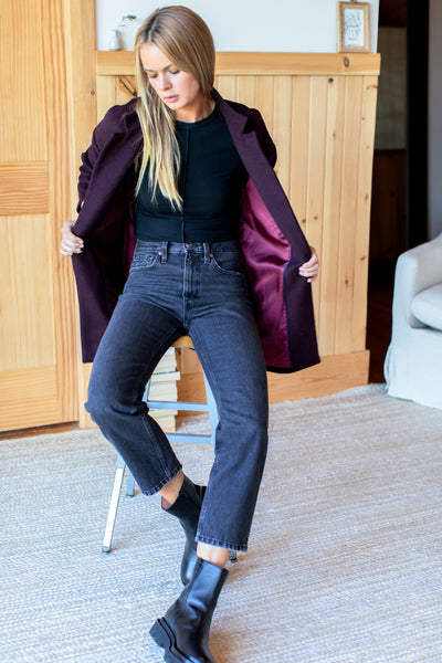 Car Coat - Plum Wool - Emerson Fry