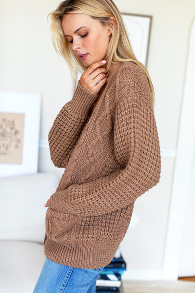 Cozy Cable Cardigan - Cocoa Alpaca - Emerson Fry