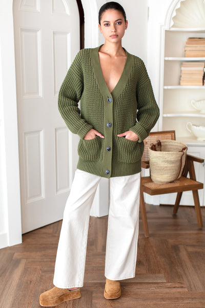 トップス Cotton Knit Cardigan 2 Moss Green EmersonFryCozyCottonCardiganOl