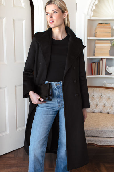 Double Button Coat - Black - Emerson Fry