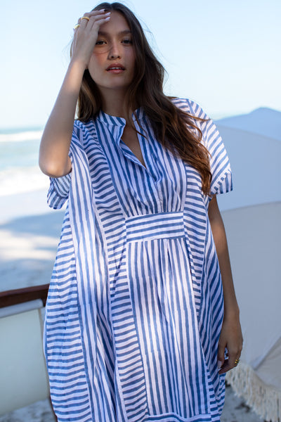 Metallic Stripe Boubou Caftan – Marie France Van Damme