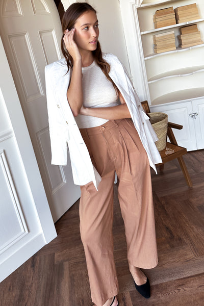 Essential Pleated Pant - Camel - Emerson Fry