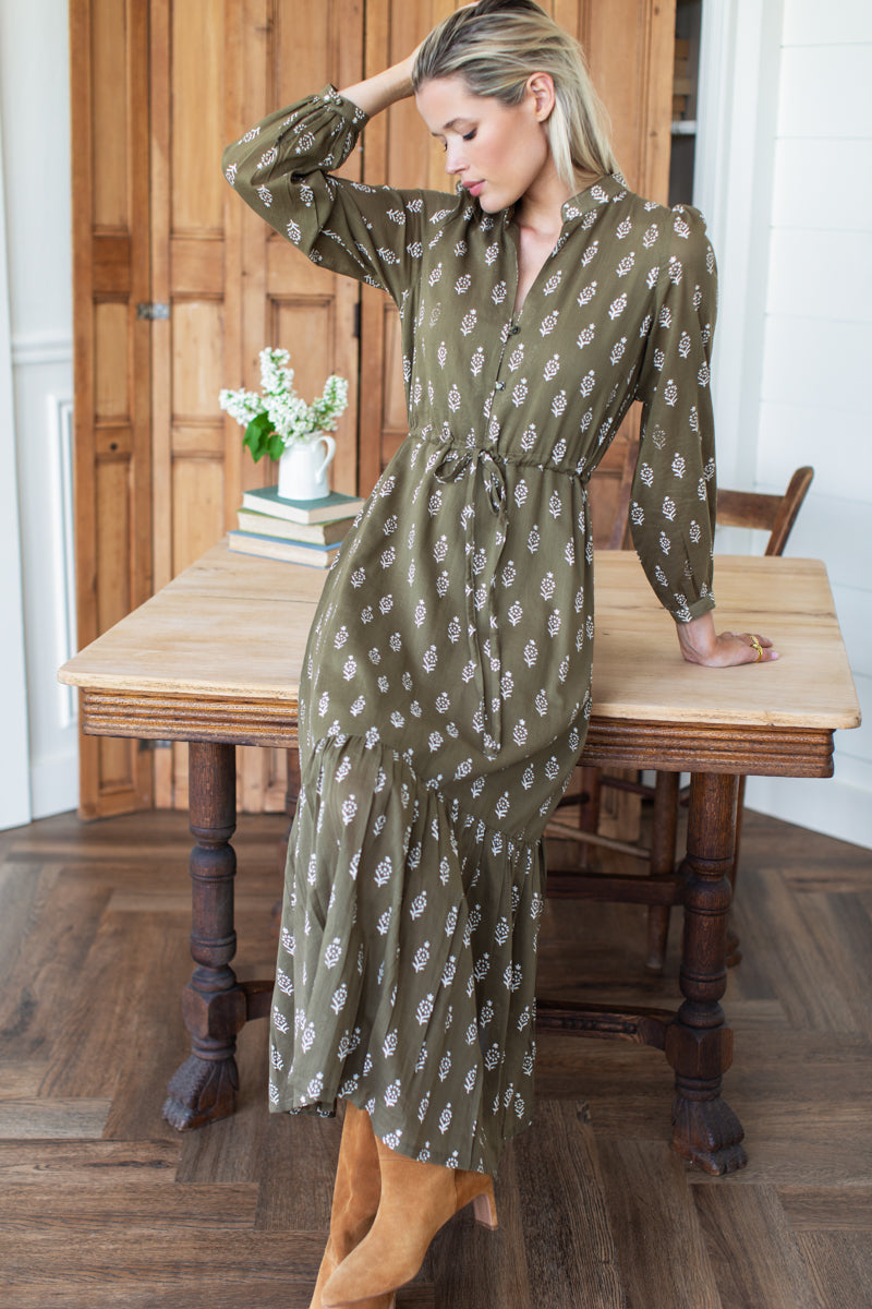 Frances 3 Dress - Marguerite 2 Gothic Olive Organic