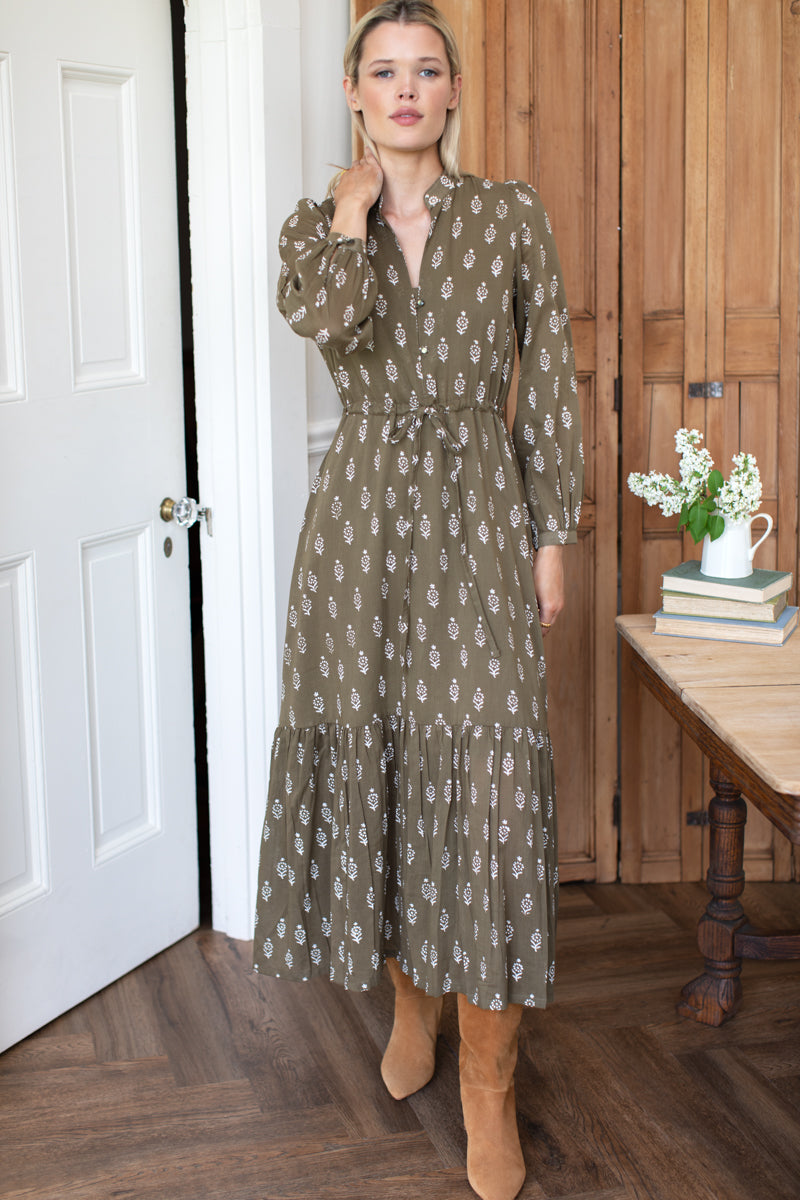 Frances 3 Dress - Marguerite 2 Gothic Olive Organic