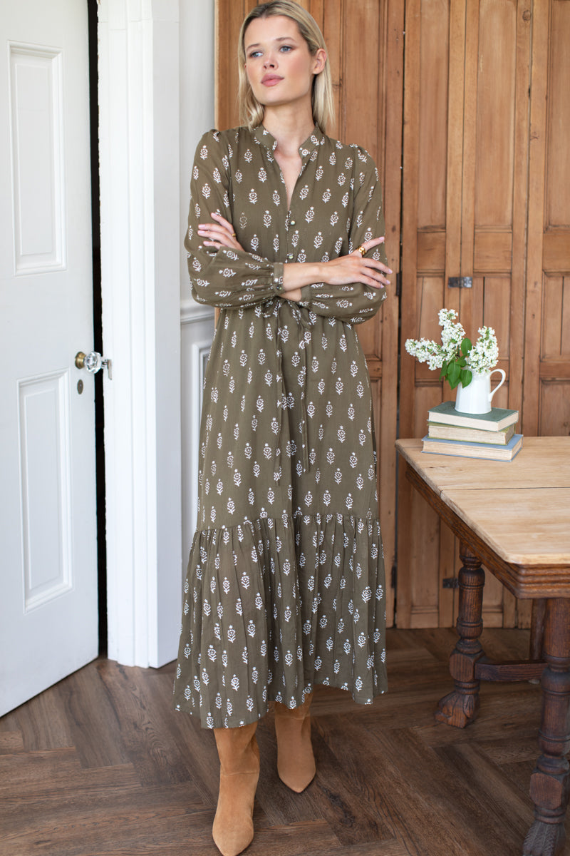 Frances 3 Dress - Marguerite 2 Gothic Olive Organic