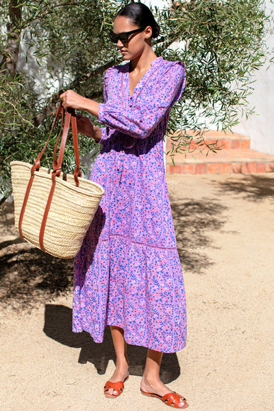 Frances 4 V Dress - Violet Wildflower Organic - Emerson Fry