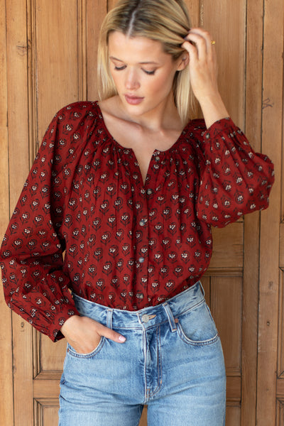Frances Blouse - Lantern Flower Rouge - Emerson Fry