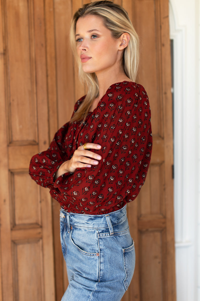 Frances Blouse - Lantern Flower Rouge