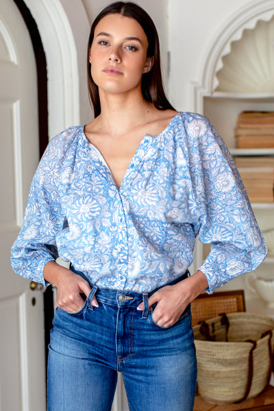 Frances Blouse - Arbor Blissful Blue Organic - Emerson Fry