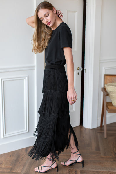 EmersonFryFringeMidiSkirtBlack